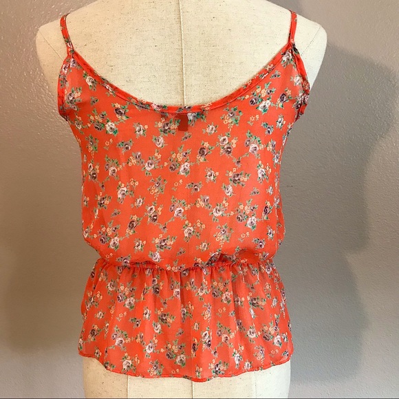 Soprano Orange Floral Ruffled Peplum Top - Picture 5 of 11